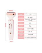Barbeador E Aparador Elétrico 4 Em 1 Para Mulheres Remoção De Pelos Corporal E Facial