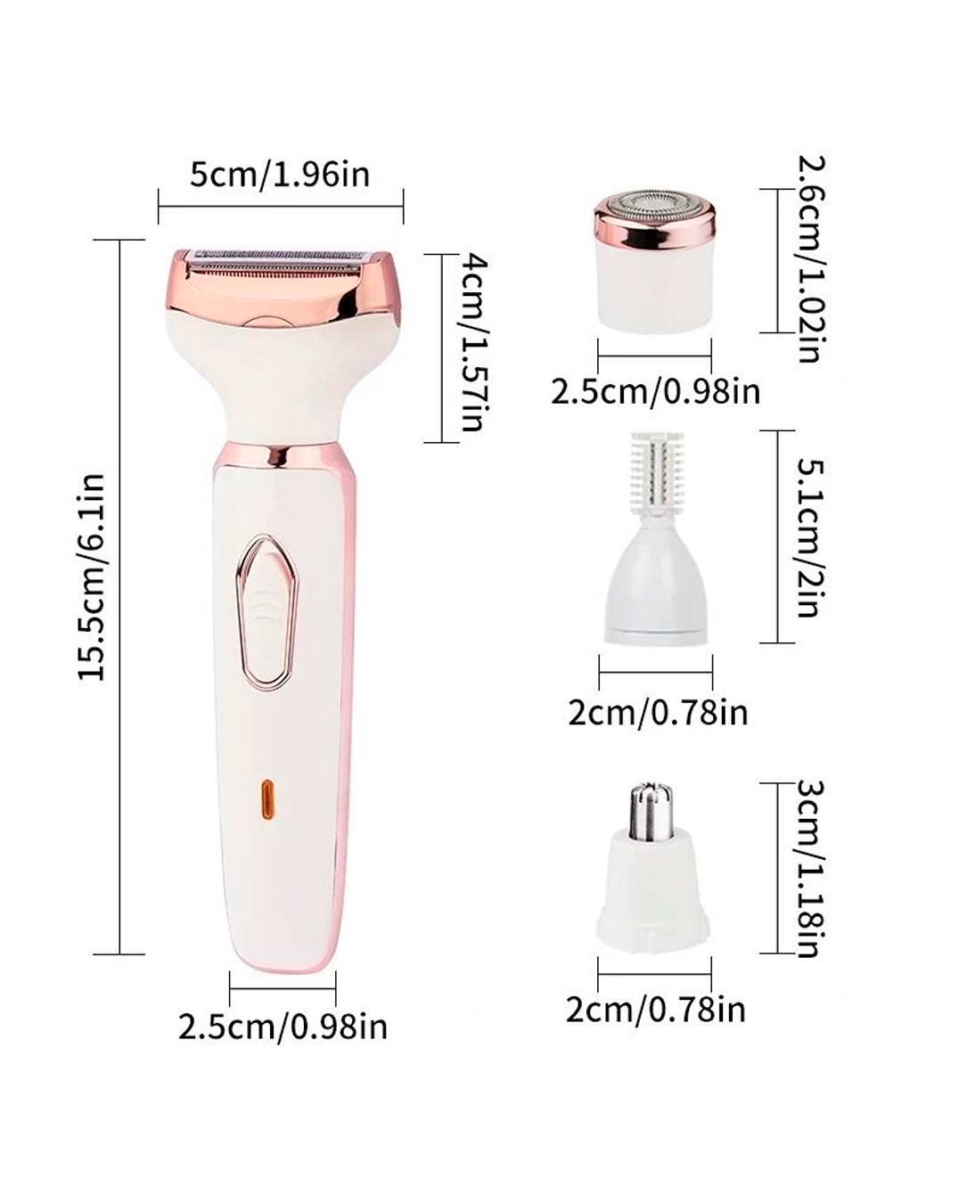 Barbeador E Aparador Elétrico 4 Em 1 Para Mulheres Remoção De Pelos Corporal E Facial