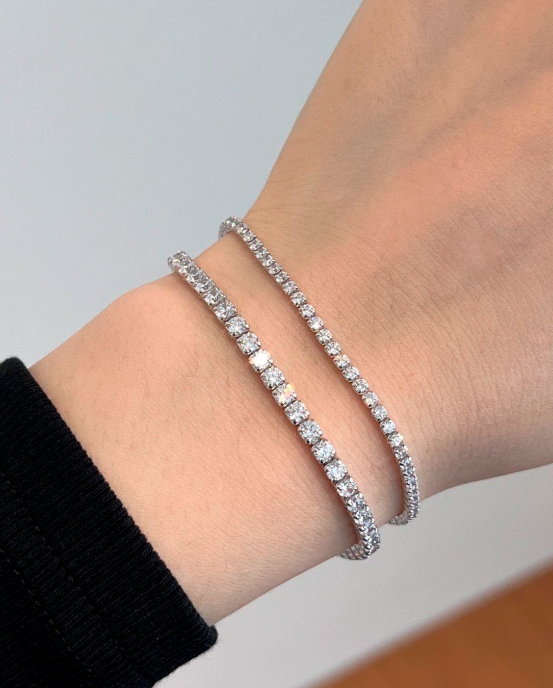Kit 3 Pulseiras Feminina Riviera Zircônia Cristal Banhado A Prata 925