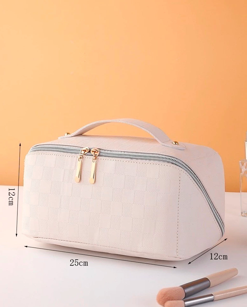 Bolsa Necessaire Feminina Grande Organizador Em Couro Sintético