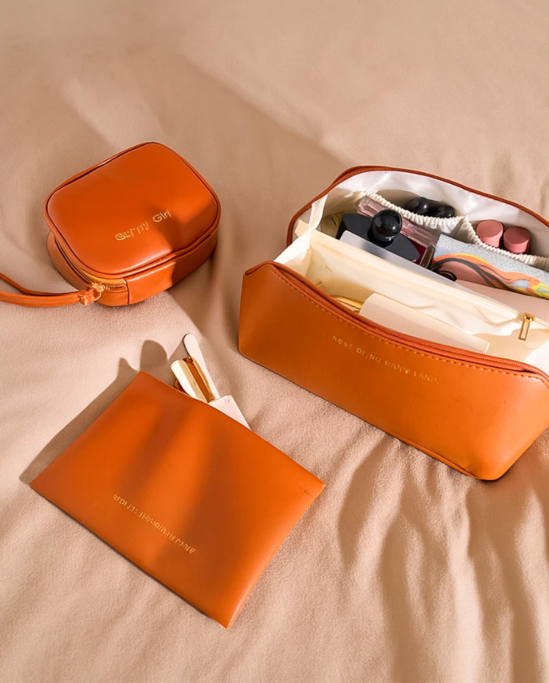 Kit 3 Bolsas Necessaire Feminina Organizadora Espaçosa Para Viagem