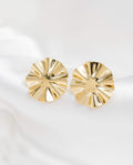 Brinco De Chapa Feminino Redondo Orgânico Banhado a Ouro 18K