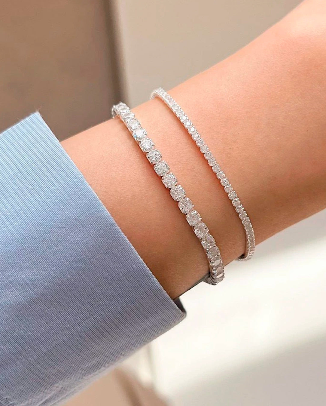 Kit 3 Pulseiras Feminina Riviera Zircônia Cristal Banhado A Prata 925