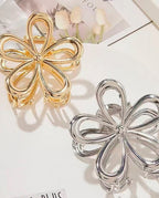 Kit Presilha De Cabelo Desing Em Flor De Metal Com Textura Feminino