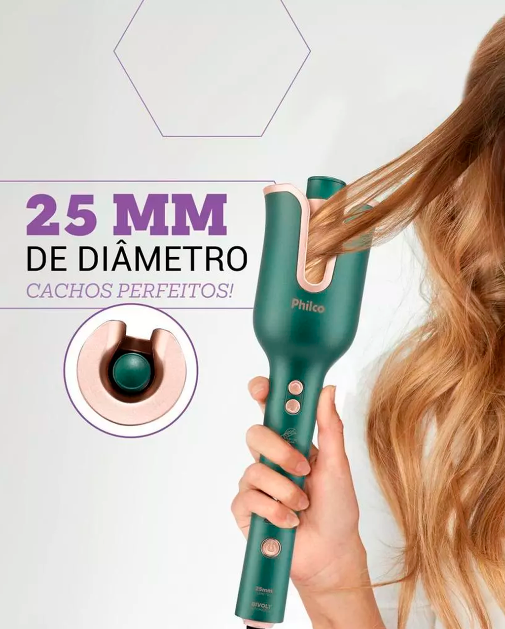 Cacheador Philco 25mm Rotação Automática Bivolt PEC16VD