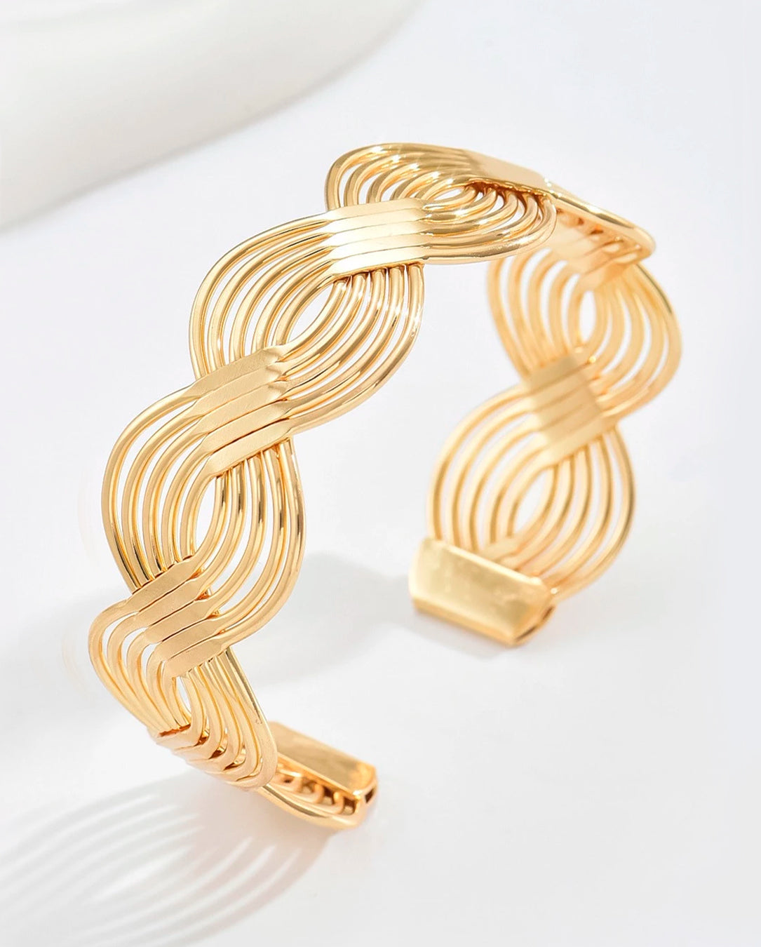 Pulseira Geométrica Ouro Vazada Estilo Ins Fashion Ajustável