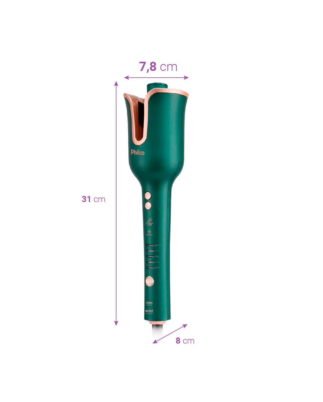 Cacheador Philco 25mm Rotação Automática Bivolt PEC16VD