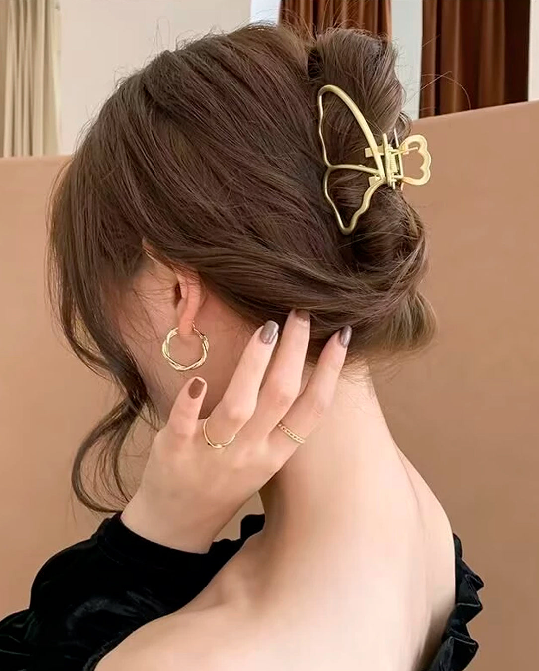 Presilha De Metal De Cabelo Borboleta Para Cabelo Dourado e Prata