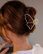 Presilha De Metal De Cabelo Borboleta Para Cabelo Dourado e Prata