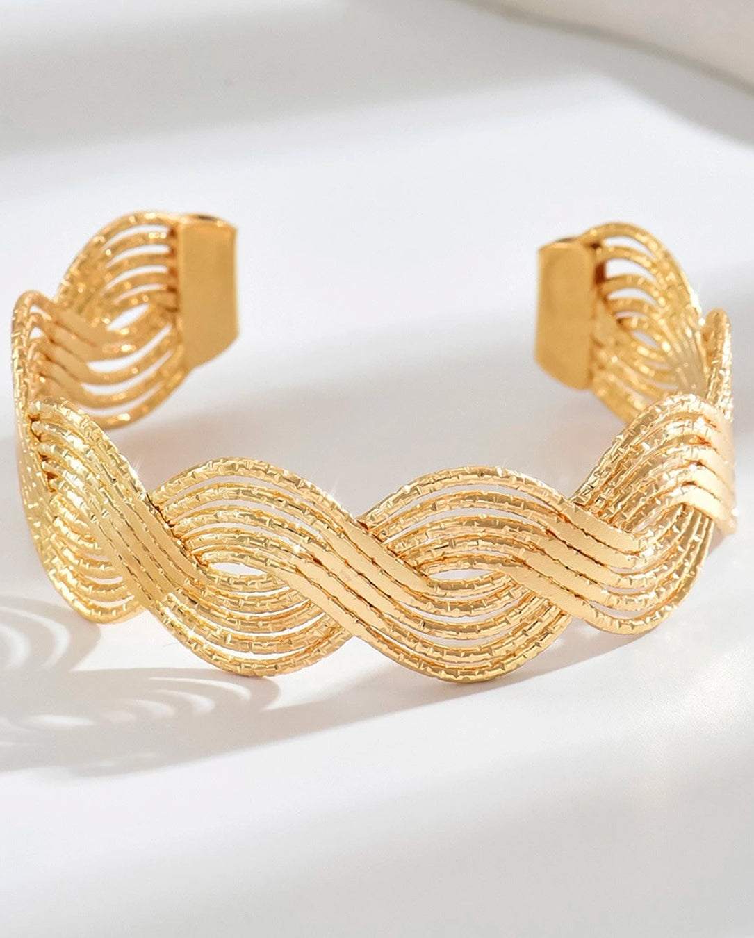 Pulseira Geométrica Ouro Vazada Estilo Ins Fashion Ajustável