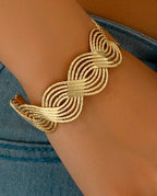 Pulseira Geométrica Ouro Vazada Estilo Ins Fashion Ajustável