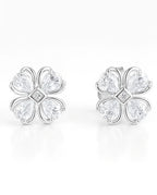 Brinco Feminino Flor Trevo Cravejado Prata 925 Legítima Antialérgico