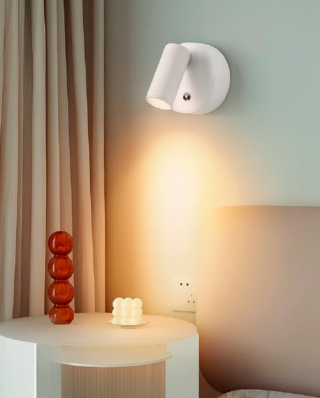 Arandela Spot Luminária Cabeceira Recarregável Led Redonda 3W Com 3 Tons de Luz Bivolt