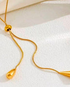 Colar Longo Regulável com Pingentes Gota Banhado a Ouro 18K e Prata 925