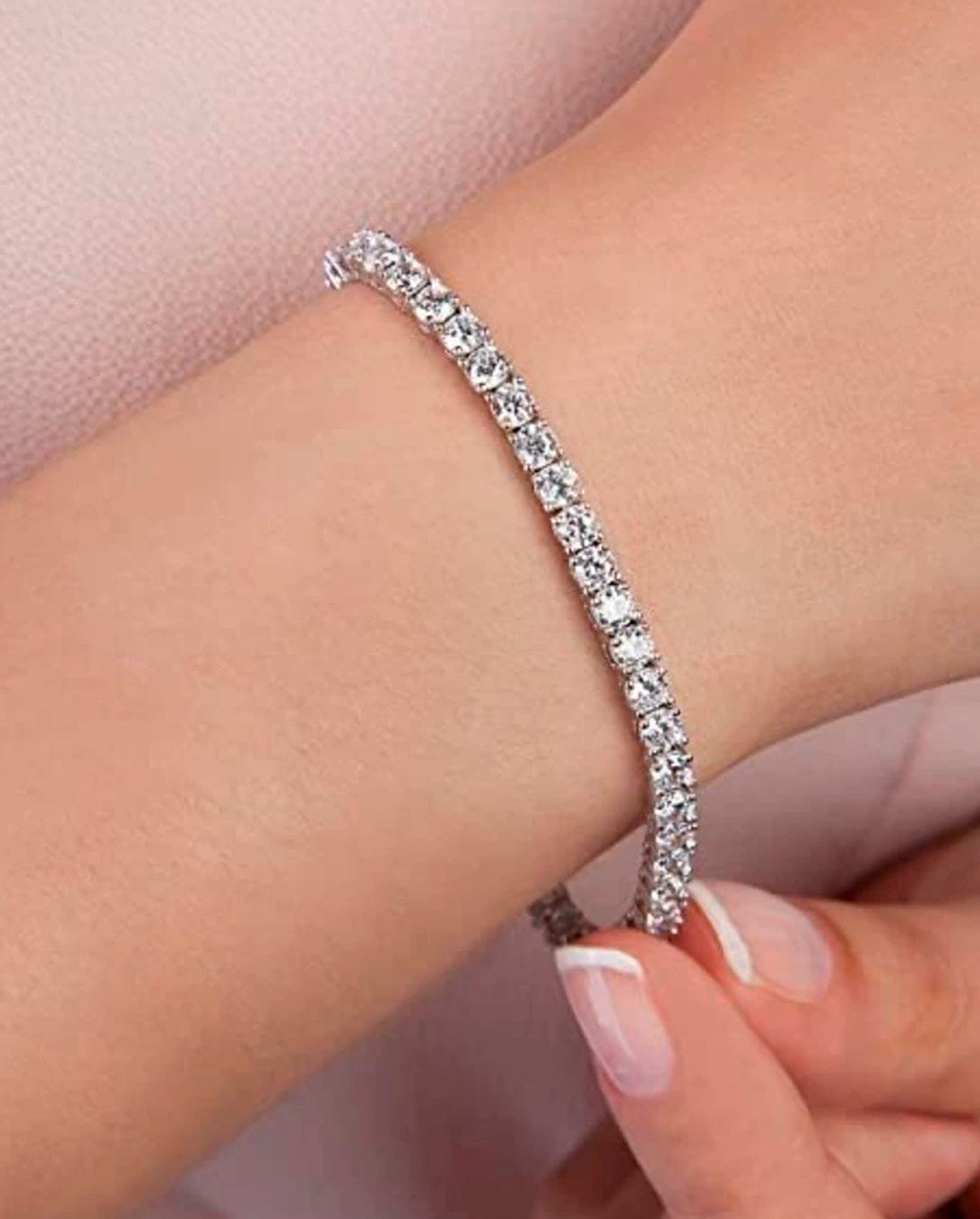 Kit 3 Pulseiras Feminina Riviera Zircônia Cristal Banhado A Prata 925