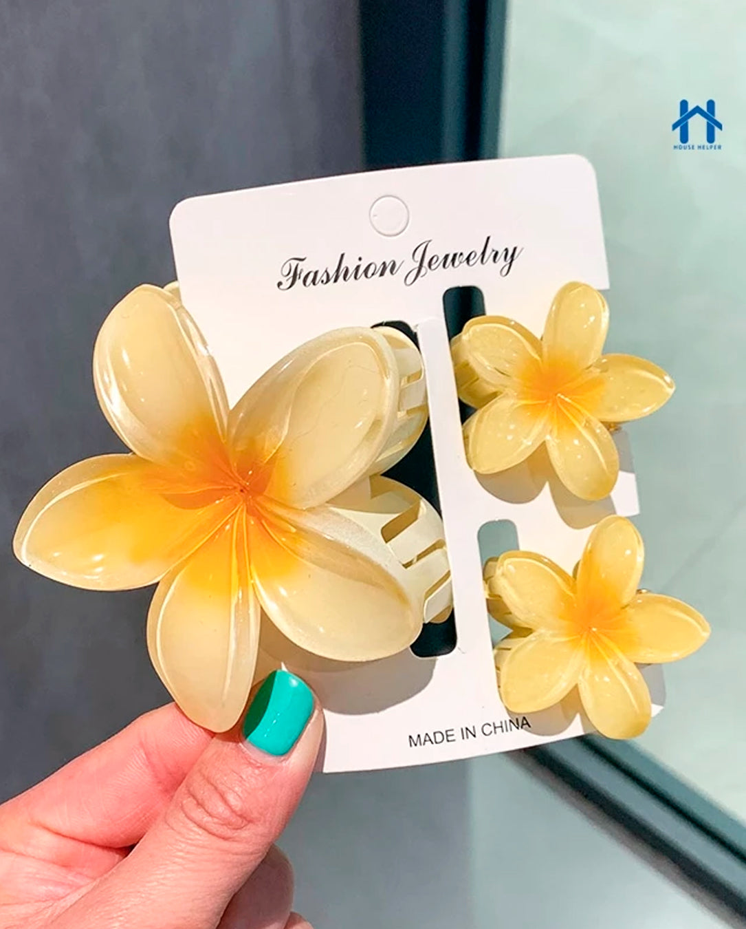 Kit 3 Presilhas de Cabelo de Flor Transparente Acessório Presilha