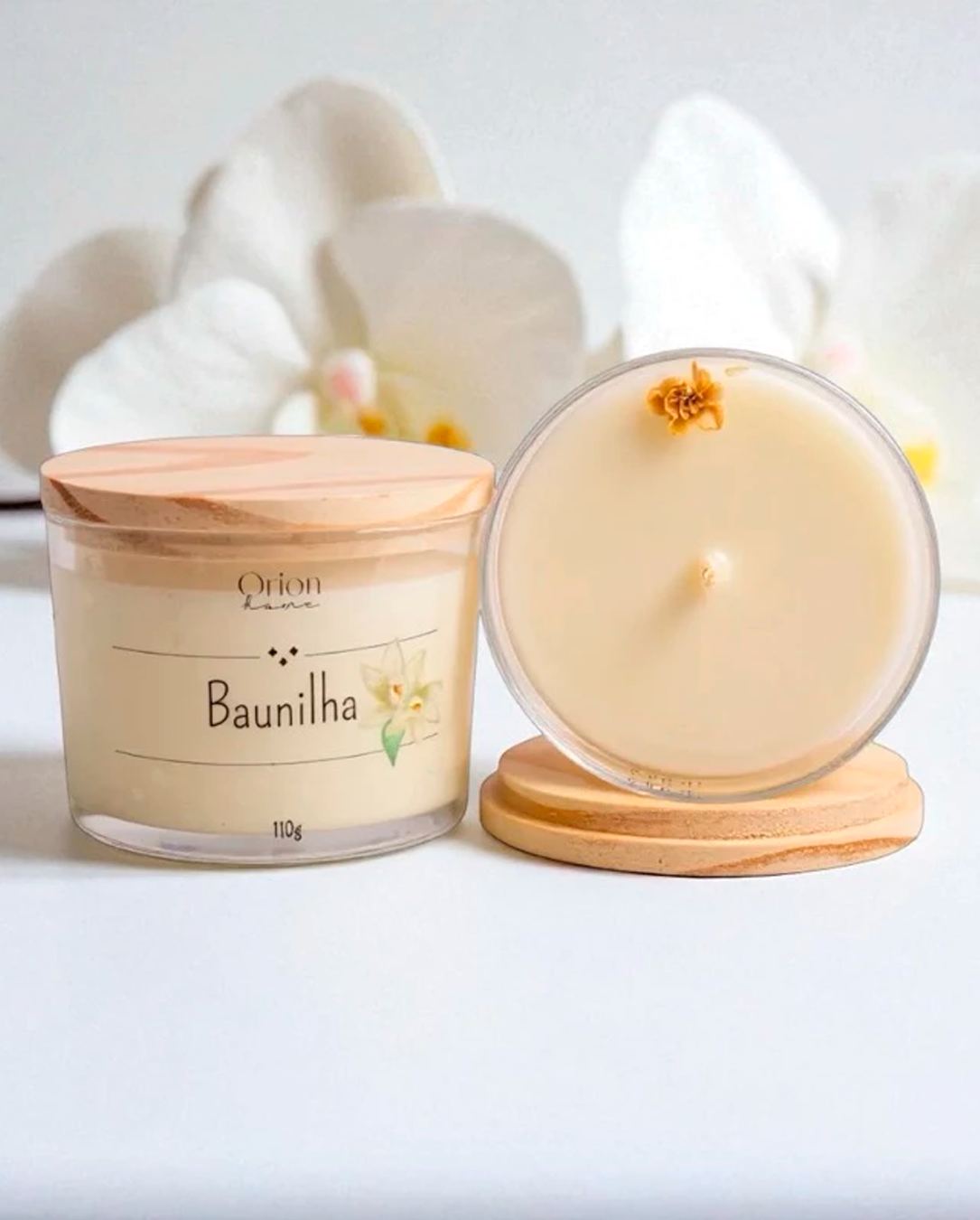 Vela Aromática Artesanal Premium 110g Vários Aromas Com Especiarias E Tampa De Madeira