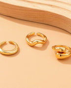 Kit Anéis Femininos Ajustáveis Ouro 18K – Semijoias Delicadas e Elegantes