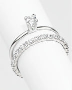 Kit 2 Anéis Banhados a Prata Solitário Zircônia + Aparador de Aliança Cravejado