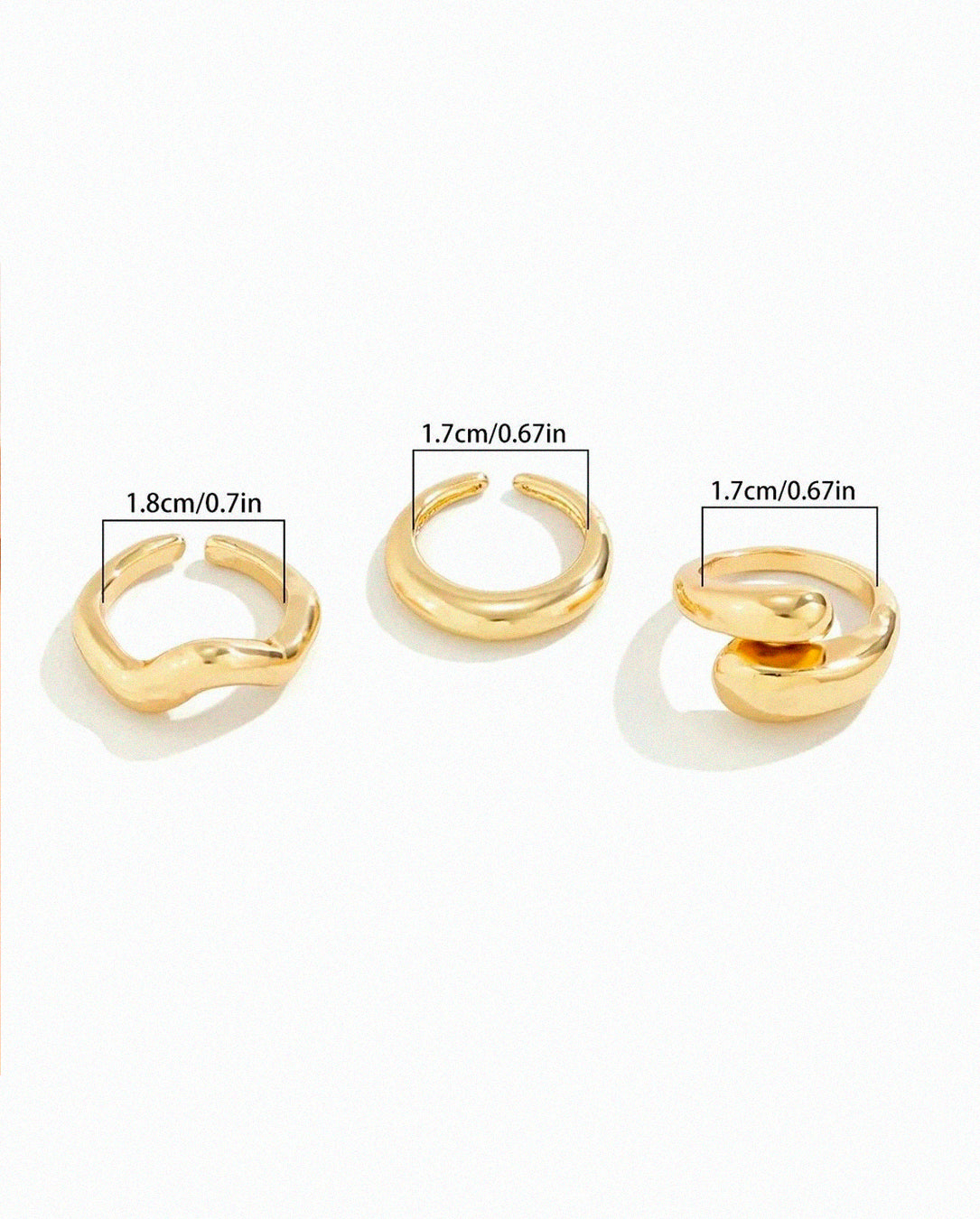 Kit Anéis Femininos Ajustáveis Ouro 18K – Semijoias Delicadas e Elegantes