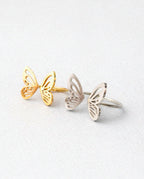 Anel Feminino Borboleta Ajustável em Aço Titânio