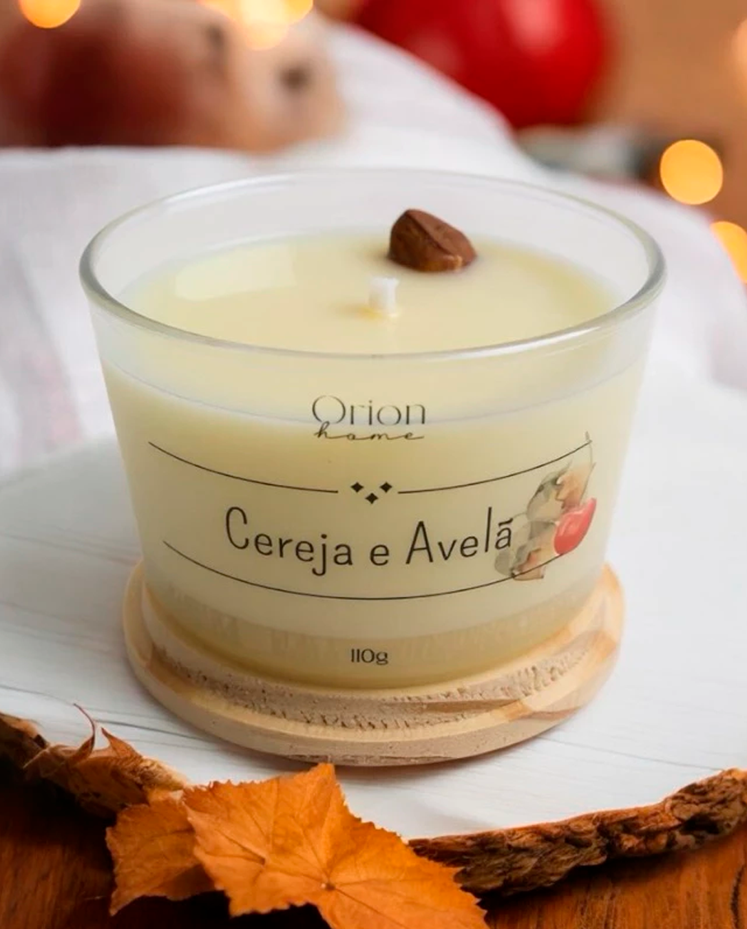Vela Aromática Artesanal Premium 110g Vários Aromas Com Especiarias E Tampa De Madeira