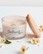 Vela Aromática Artesanal Premium 110g Vários Aromas Com Especiarias E Tampa De Madeira