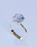 Anel Solitário em Prata 925 com Pedra de Zircônia Feminino