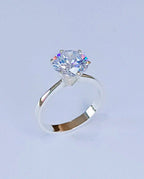 Anel Solitário em Prata 925 com Pedra de Zircônia Feminino