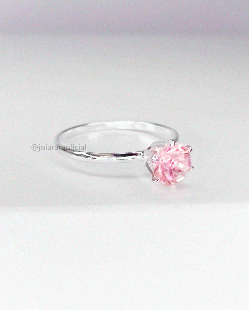 Anel Solitário Pedra Rosa Bebê – Banhado a Ouro ou Prata