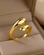 Anel Feminino Ajustável 2 Gotas Lisas – Semijoia Banhada a Ouro 18K ou Prata