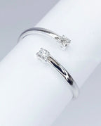 Anel de Falange Ajustável Folheado a Prata ou Ouro 18K com Duas Zircônias