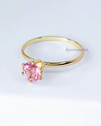 Anel Solitário Pedra Rosa Bebê – Banhado a Ouro ou Prata
