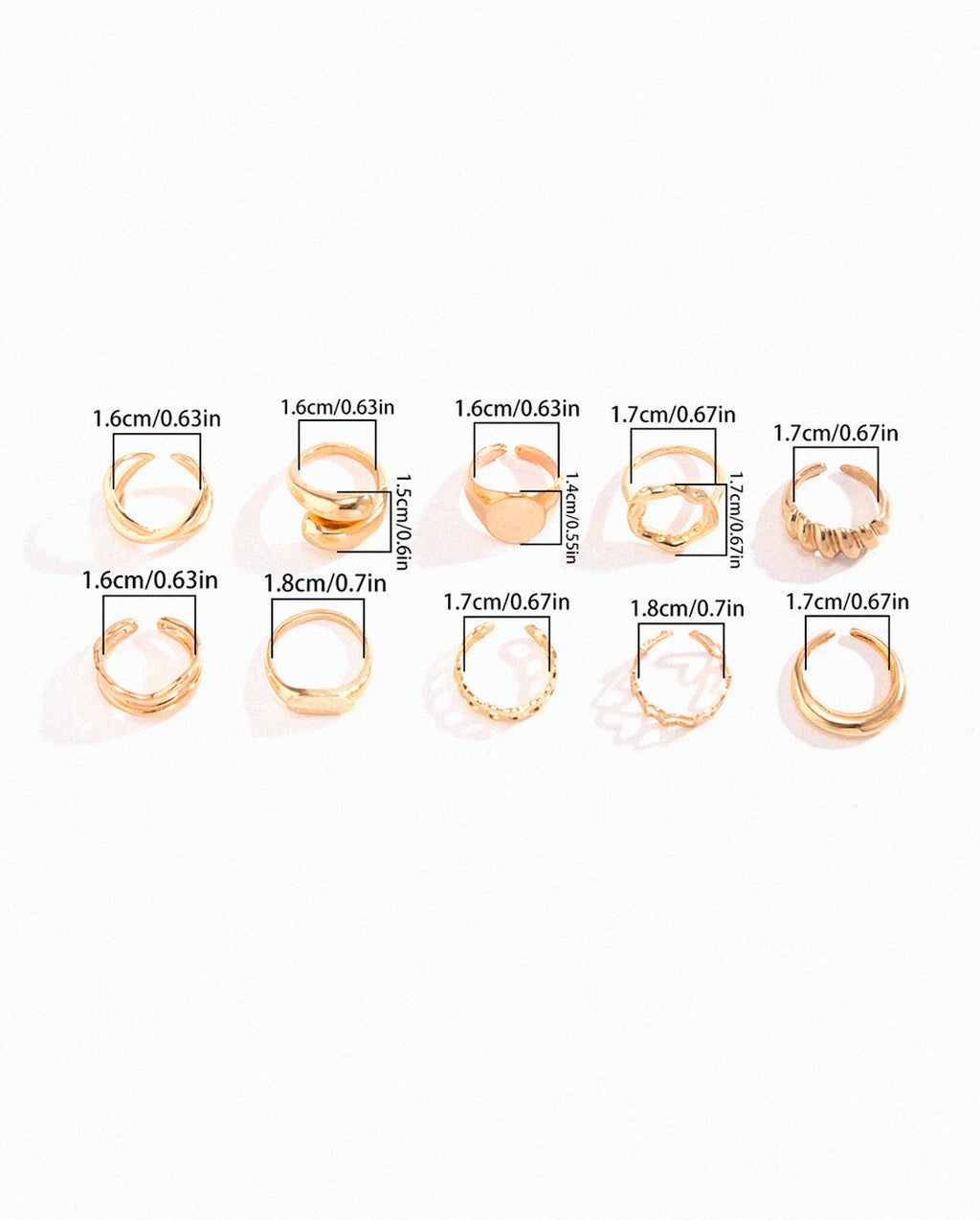 Kit Anéis Femininos Ajustáveis Ouro 18K – Semijoias Delicadas e Elegantes