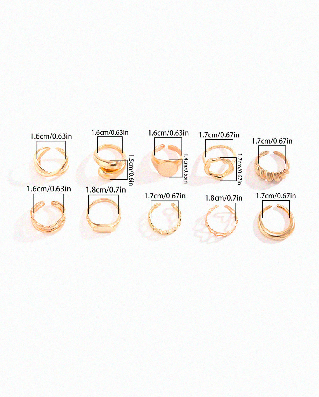 Kit Anéis Femininos Ajustáveis Ouro 18K – Semijoias Delicadas e Elegantes