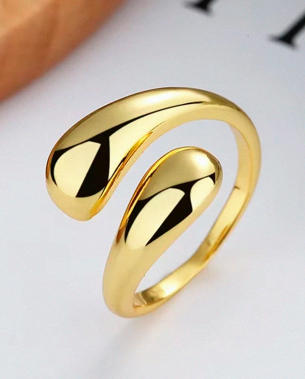Anel Feminino Ajustável 2 Gotas Lisas – Semijoia Banhada a Ouro 18K ou Prata