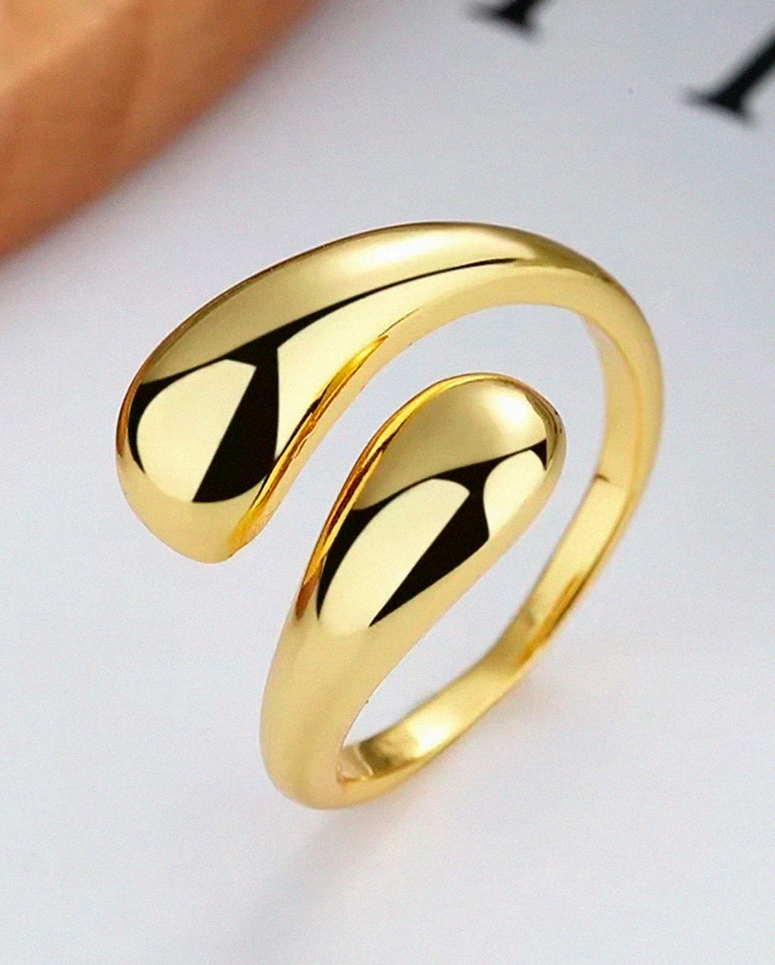 Anel Feminino Ajustável 2 Gotas Lisas – Semijoia Banhada a Ouro 18K ou Prata