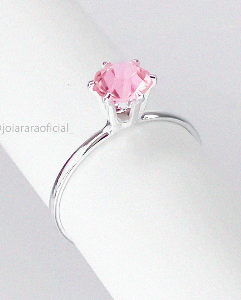 Anel Solitário Pedra Rosa Bebê – Banhado a Ouro ou Prata