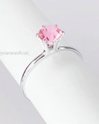 Anel Solitário Pedra Rosa Bebê – Banhado a Ouro ou Prata