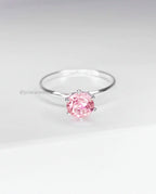 Anel Solitário Pedra Rosa Bebê – Banhado a Ouro ou Prata