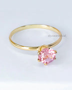 Anel Solitário Pedra Rosa Bebê – Banhado a Ouro ou Prata