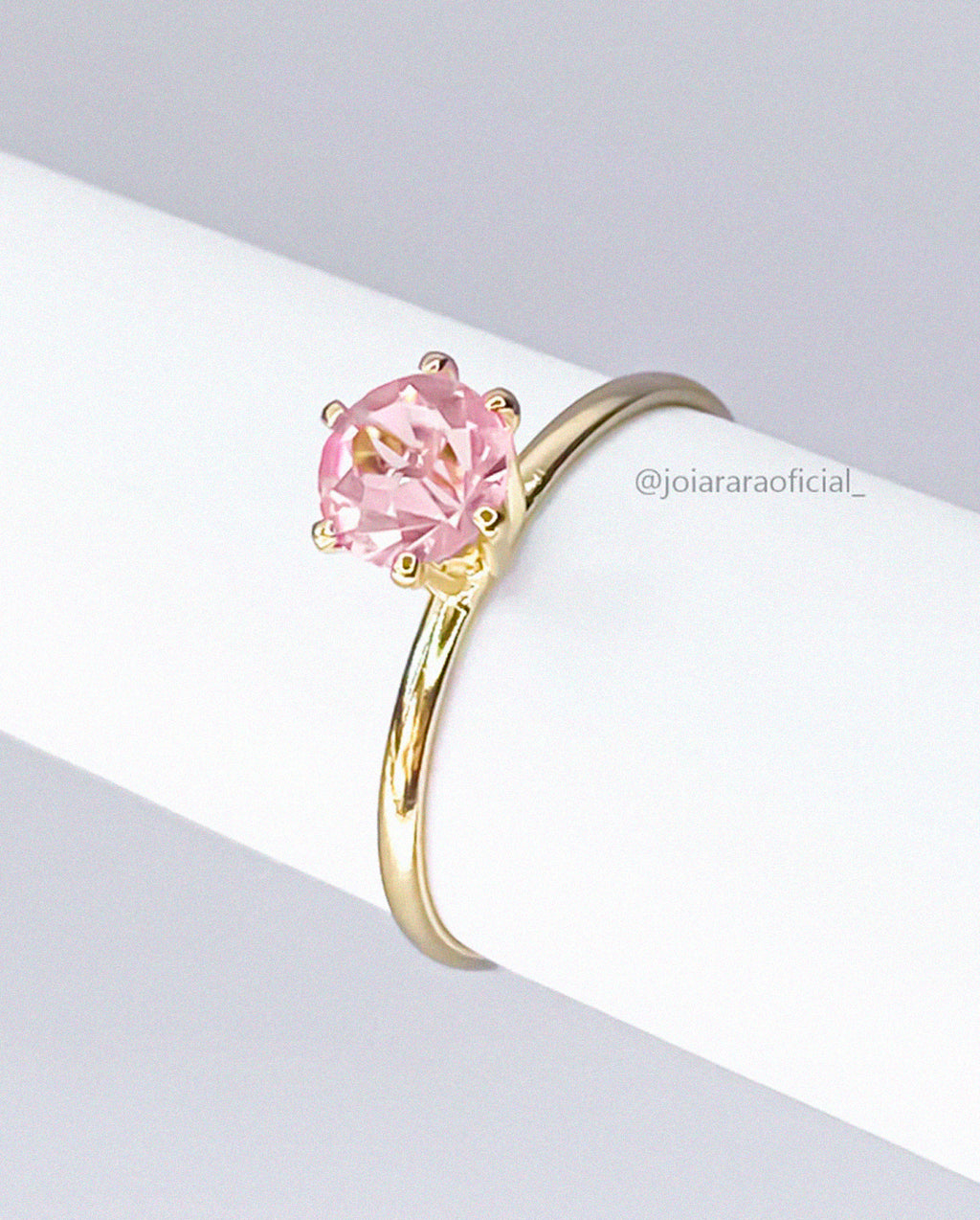 Anel Solitário Pedra Rosa Bebê – Banhado a Ouro ou Prata