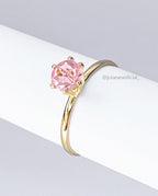 Anel Solitário Pedra Rosa Bebê – Banhado a Ouro ou Prata