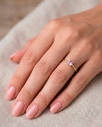 Anel Solitário Pedra Rosa Bebê – Banhado a Ouro ou Prata